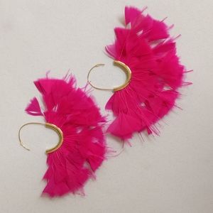 Baublebar Hot Pink Statement Feather Earrings